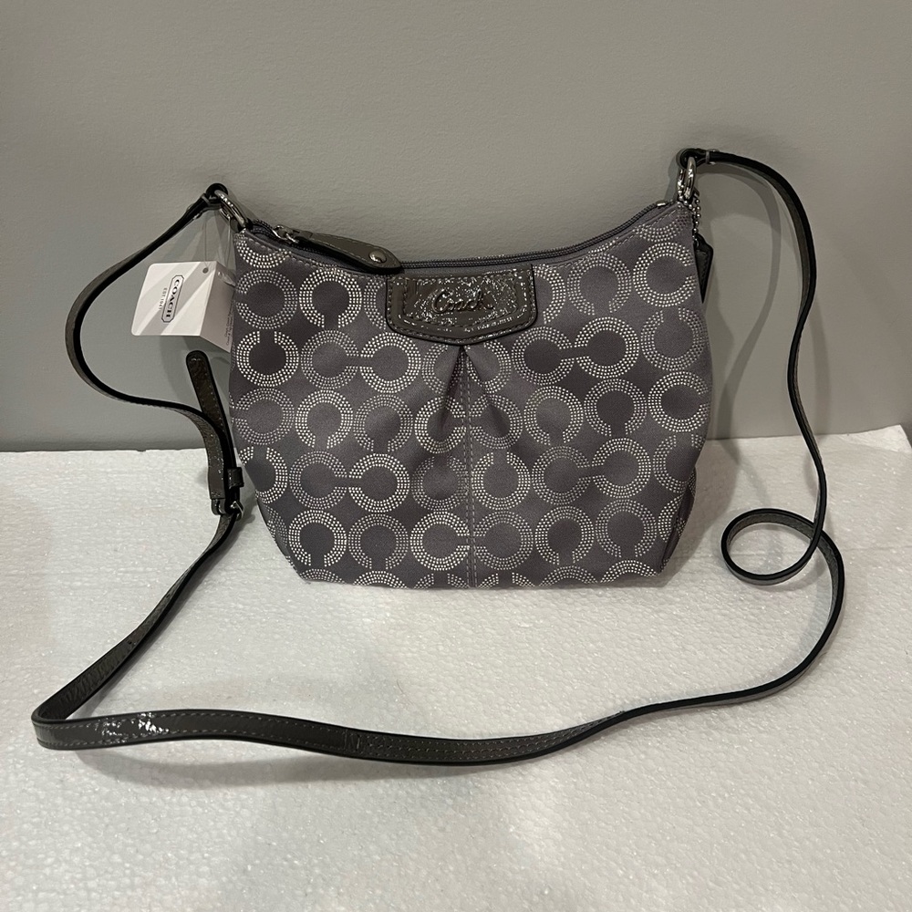 Coach Gray Ashley Dotted Op Art Signature Crossbody